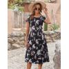 ZEAGOO Womens Casual Dresses for Summer Short Sleeve Flare Midi Dress Loose Flowy Beach Sundress(Black Flower)