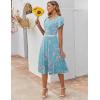 ZEAGOO Womens Casual Dresses for Summer Short Sleeve Flare Midi Dress Loose Flowy Beach Sundress(Blue Flower)