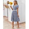 ZEAGOO Womens Casual Dresses for Summer Short Sleeve Flare Midi Dress Loose Flowy Beach Sundress(Blue Leaf)
