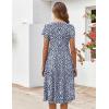 ZEAGOO Womens Casual Dresses for Summer Short Sleeve Flare Midi Dress Loose Flowy Beach Sundress(Blue Leaf)
