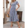 ZEAGOO Womens Casual Dresses for Summer Short Sleeve Flare Midi Dress Loose Flowy Beach Sundress(Blue Leaf)