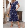 ZEAGOO Womens Casual Dresses for Summer Short Sleeve Flare Midi Dress Loose Flowy Beach Sundress(B-navy Floral 02)