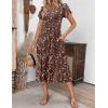 ZEAGOO Womens Casual Dresses for Summer Short Sleeve Flare Midi Dress Loose Flowy Beach Sundress(Brown Floral)