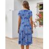 ZEAGOO Womens Casual Dresses for Summer Short Sleeve Flare Midi Dress Loose Flowy Beach Sundress(Cashew Blue Print)