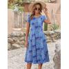 ZEAGOO Womens Casual Dresses for Summer Short Sleeve Flare Midi Dress Loose Flowy Beach Sundress(Cashew Blue Print)