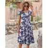 ZEAGOO Womens Casual Dresses for Summer Short Sleeve Flare Midi Dress Loose Flowy Beach Sundress(Deep Blue Flower)