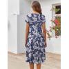 ZEAGOO Womens Casual Dresses for Summer Short Sleeve Flare Midi Dress Loose Flowy Beach Sundress(Deep Blue Flower)