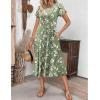ZEAGOO Womens Casual Dresses for Summer Short Sleeve Flare Midi Dress Loose Flowy Beach Sundress(Green Floral)