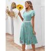 ZEAGOO Womens Casual Dresses for Summer Short Sleeve Flare Midi Dress Loose Flowy Beach Sundress(Green Flower)