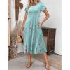 ZEAGOO Womens Casual Dresses for Summer Short Sleeve Flare Midi Dress Loose Flowy Beach Sundress(Green Flower)