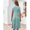 ZEAGOO Womens Casual Dresses for Summer Short Sleeve Flare Midi Dress Loose Flowy Beach Sundress(Green Flower)
