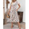 ZEAGOO Womens Casual Dresses for Summer Short Sleeve Flare Midi Dress Loose Flowy Beach Sundress(Ivory Floral 01)