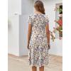 ZEAGOO Womens Casual Dresses for Summer Short Sleeve Flare Midi Dress Loose Flowy Beach Sundress(Ivory Floral 01)