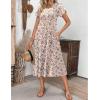 ZEAGOO Womens Casual Dresses for Summer Short Sleeve Flare Midi Dress Loose Flowy Beach Sundress(Ivory Floral 02)