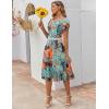 ZEAGOO Womens Casual Dresses for Summer Short Sleeve Flare Midi Dress Loose Flowy Beach Sundress(Leaf Print)