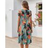 ZEAGOO Womens Casual Dresses for Summer Short Sleeve Flare Midi Dress Loose Flowy Beach Sundress(Leaf Print)