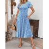 ZEAGOO Womens Casual Dresses for Summer Short Sleeve Flare Midi Dress Loose Flowy Beach Sundress(Light Blue Floral)