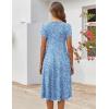 ZEAGOO Womens Casual Dresses for Summer Short Sleeve Flare Midi Dress Loose Flowy Beach Sundress(Light Blue Floral)