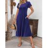 ZEAGOO Womens Casual Dresses for Summer Short Sleeve Flare Midi Dress Loose Flowy Beach Sundress(Navy Blue)