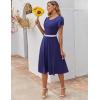 ZEAGOO Womens Casual Dresses for Summer Short Sleeve Flare Midi Dress Loose Flowy Beach Sundress(Navy Blue)