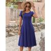 ZEAGOO Womens Casual Dresses for Summer Short Sleeve Flare Midi Dress Loose Flowy Beach Sundress(Navy Blue)