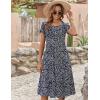 ZEAGOO Womens Casual Dresses for Summer Short Sleeve Flare Midi Dress Loose Flowy Beach Sundress(Navy Dot)