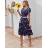 ZEAGOO Womens Casual Dresses for Summer Short Sleeve Flare Midi Dress Loose Flowy Beach Sundress(Navy Flower)