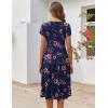 ZEAGOO Womens Casual Dresses for Summer Short Sleeve Flare Midi Dress Loose Flowy Beach Sundress(Navy Flower)