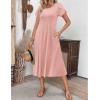ZEAGOO Womens Casual Dresses for Summer Short Sleeve Flare Midi Dress Loose Flowy Beach Sundress(Pink Dot)