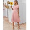ZEAGOO Womens Casual Dresses for Summer Short Sleeve Flare Midi Dress Loose Flowy Beach Sundress(Pink Dot)