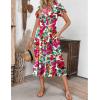 ZEAGOO Womens Casual Dresses for Summer Short Sleeve Flare Midi Dress Loose Flowy Beach Sundress(Pink Floral)