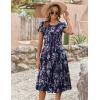 ZEAGOO Womens Casual Dresses for Summer Short Sleeve Flare Midi Dress Loose Flowy Beach Sundress(Purple Floral)