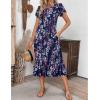 ZEAGOO Womens Casual Dresses for Summer Short Sleeve Flare Midi Dress Loose Flowy Beach Sundress(Purple Floral)