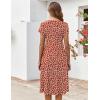 ZEAGOO Womens Casual Dresses for Summer Short Sleeve Flare Midi Dress Loose Flowy Beach Sundress(Red Floral 02)