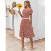 ZEAGOO Womens Casual Dresses for Summer Short Sleeve Flare Midi Dress Loose Flowy Beach Sundress(Red Floral 02)