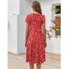 ZEAGOO Womens Casual Dresses for Summer Short Sleeve Flare Midi Dress Loose Flowy Beach Sundress(Red Floral)