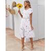 ZEAGOO Womens Casual Dresses for Summer Short Sleeve Flare Midi Dress Loose Flowy Beach Sundress(White Floral)