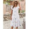 ZEAGOO Womens Casual Dresses for Summer Short Sleeve Flare Midi Dress Loose Flowy Beach Sundress(White Floral)
