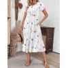 ZEAGOO Womens Casual Dresses for Summer Short Sleeve Flare Midi Dress Loose Flowy Beach Sundress(White Floral)