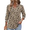 Zeagoo 3/4 Length Sleeve Womens Tops 2025 Floral Womens Blouses V Neck TunicTops with Smocked Cuffs(Apricot Back Floral)