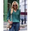Zeagoo 3/4 Length Sleeve Womens Tops 2025 Floral Womens Blouses V Neck TunicTops with Smocked Cuffs(Blue-green Back Branch Print)
