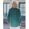 Zeagoo 3/4 Length Sleeve Womens Tops 2025 Floral Womens Blouses V Neck TunicTops with Smocked Cuffs(Blue-green Back Branch Print)
