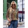 Zeagoo 3/4 Length Sleeve Womens Tops 2025 Floral Womens Blouses V Neck TunicTops with Smocked Cuffs(Ethnic Prints)