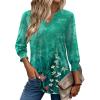 Zeagoo 3/4 Length Sleeve Womens Tops 2025 Floral Womens Blouses V Neck TunicTops with Smocked Cuffs(Gradient Floral Print)