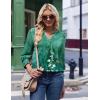 Zeagoo 3/4 Length Sleeve Womens Tops 2025 Floral Womens Blouses V Neck TunicTops with Smocked Cuffs(Gradient Floral Print)