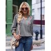 Zeagoo 3/4 Length Sleeve Womens Tops 2025 Floral Womens Blouses V Neck TunicTops with Smocked Cuffs(Gray Floral)