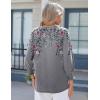 Zeagoo 3/4 Length Sleeve Womens Tops 2025 Floral Womens Blouses V Neck TunicTops with Smocked Cuffs(Gray Floral)