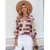 Zeagoo 3/4 Length Sleeve Womens Tops 2025 Floral Womens Blouses V Neck TunicTops with Smocked Cuffs(Multicolor Plaid 509)