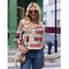 Zeagoo 3/4 Length Sleeve Womens Tops 2025 Floral Womens Blouses V Neck TunicTops with Smocked Cuffs(Multicolor Plaid 509)