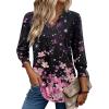 Zeagoo 3/4 Length Sleeve Womens Tops 2025 Floral Womens Blouses V Neck TunicTops with Smocked Cuffs(Pink Flowers)